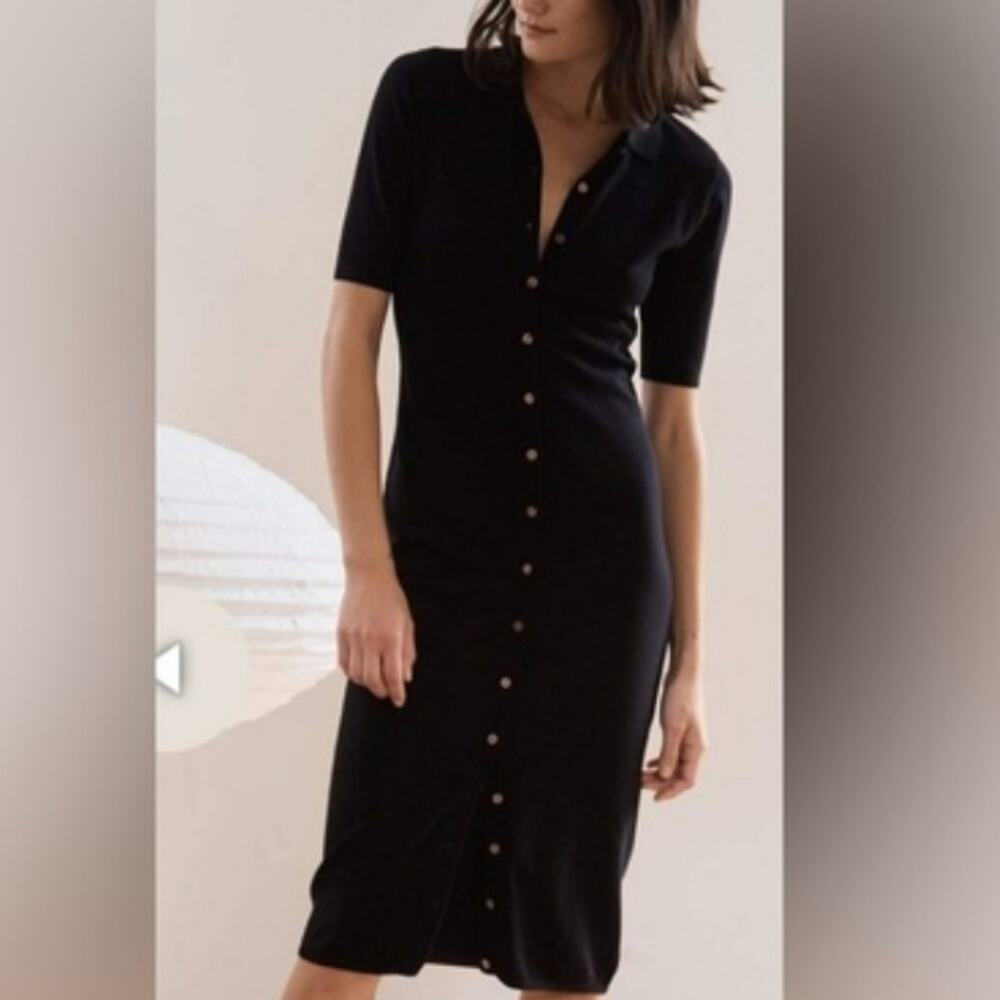 St. Agni Black Chieko Knit Midi Dress XS